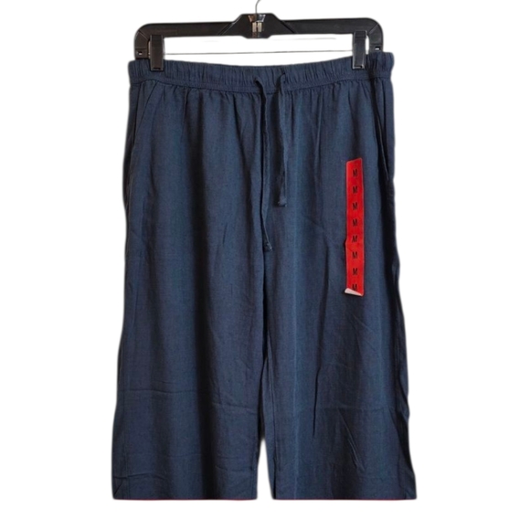 Splendid Pants Medium Linen Blend Wide Leg Navy Blue Cropped Lightweight - Picture 6 of 16